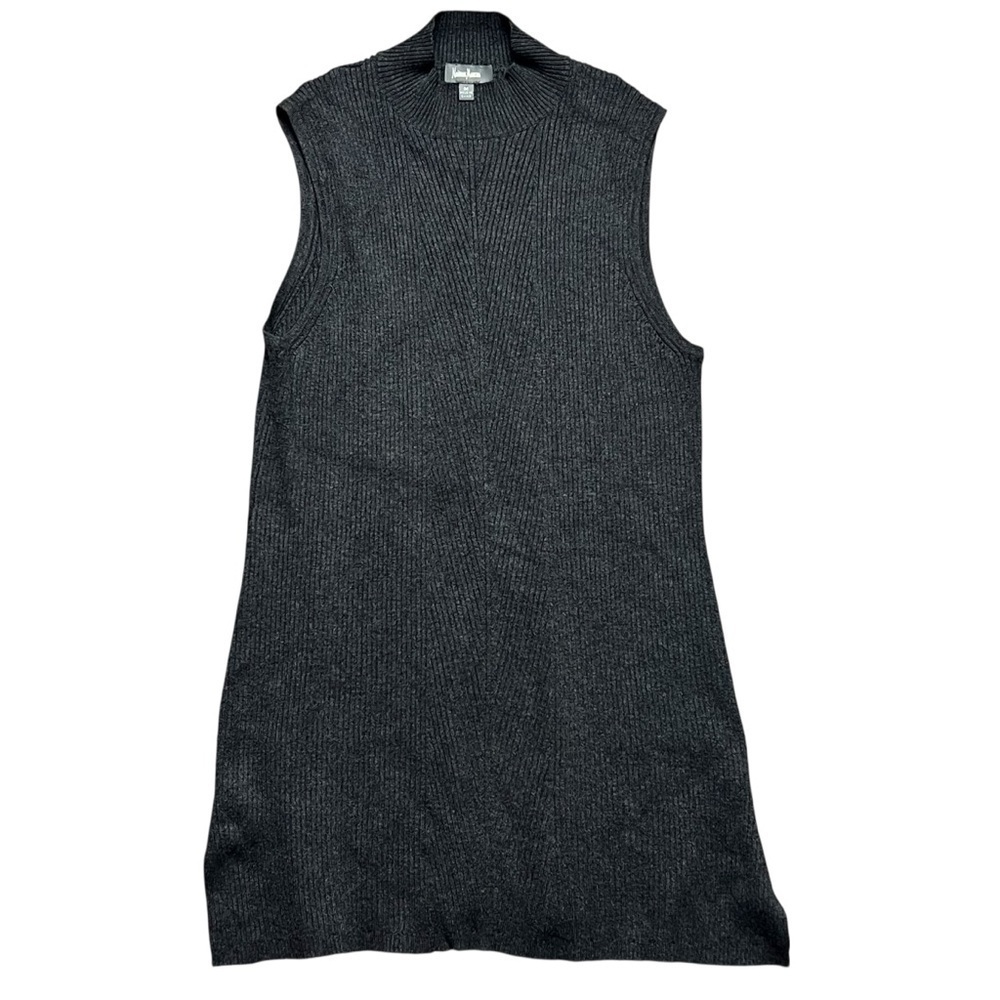 Neiman Marcus Gray Ribbed Knit Sleeveless Sweater Vest Dress Size Medium